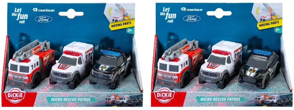Set de joacă Dickie Toys SOS – Echipaj de salvare Micro, 3 piese, asortiment