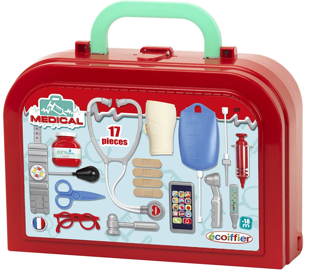 Set de joaca Ecoiffier Deluxe - Trusa de doctor, 17 piese