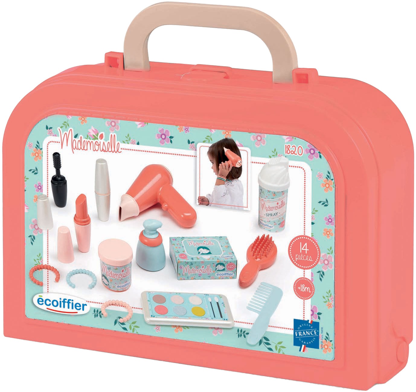 Set de joacă Ecoiffier - Mademoiselle, trusă de cosmetică, 14 piese