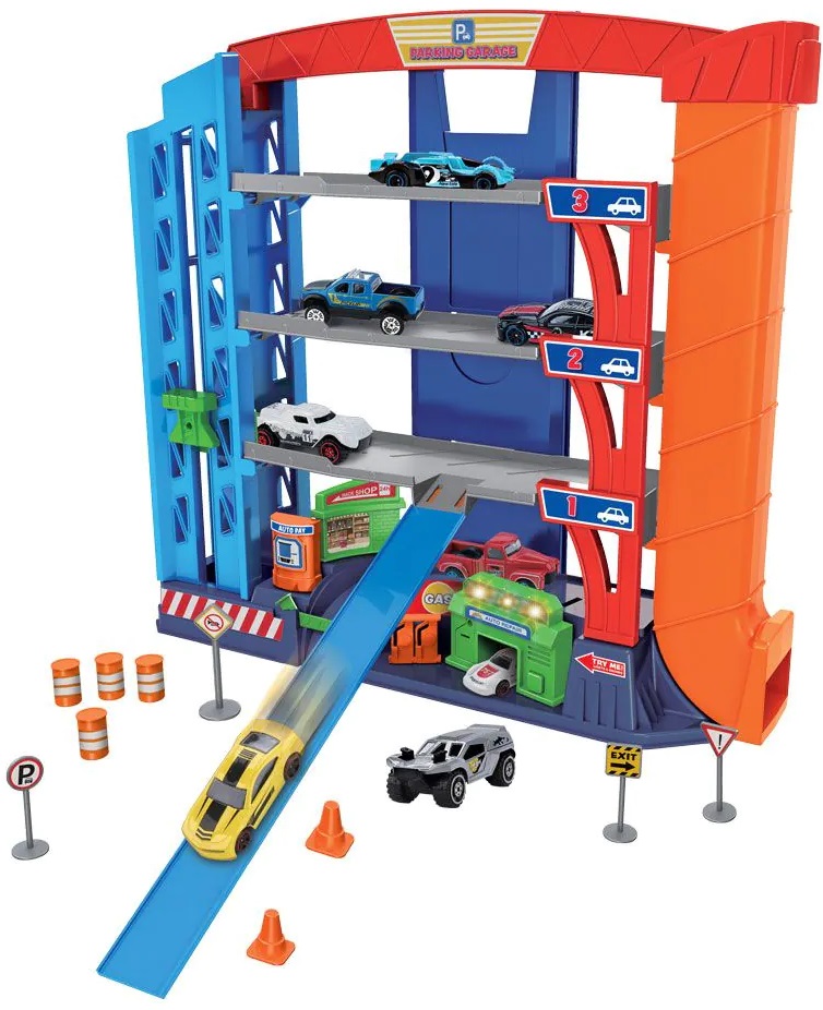 Set de joacă Felyx Toys - Parcare pe 4 nivele, cu cărucioare