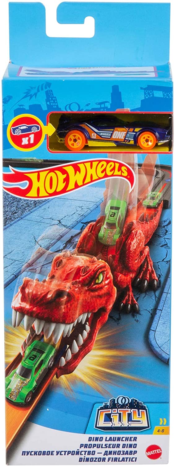 Set de jocuri Hot Wheels City - Lansator cu un carucior, Dinozaur