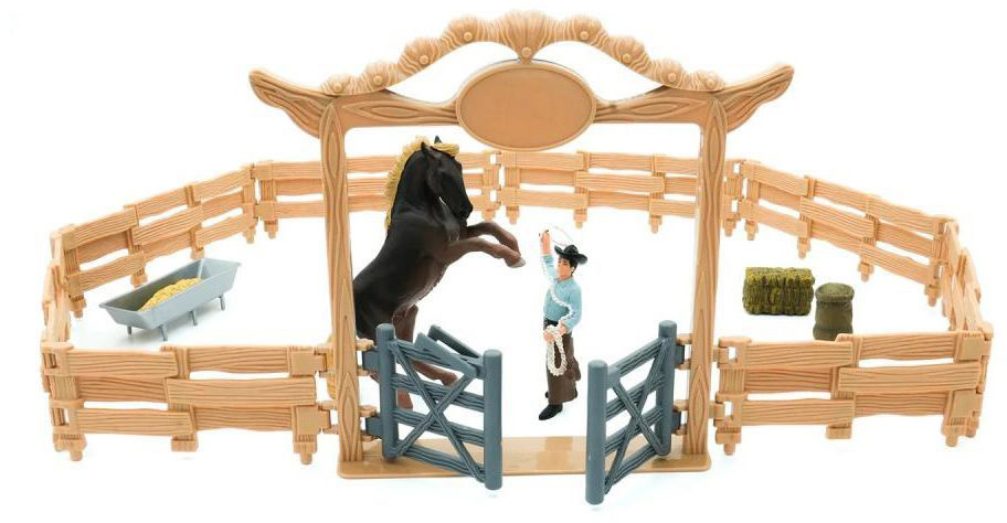 Set de joacă Mojo Animal Planet - Fermă de cai, cu cal și accesorii, 14 piese