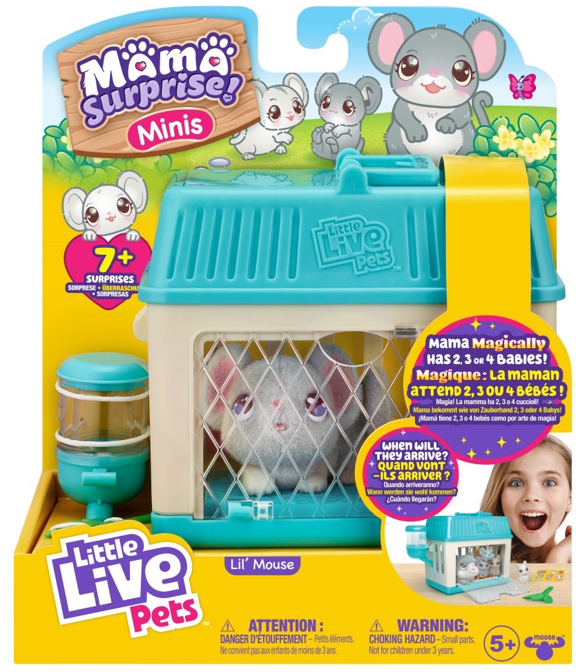 Set de joacă Moose Little Live Pets - Casa șoricelului cu bebeluși și surprize