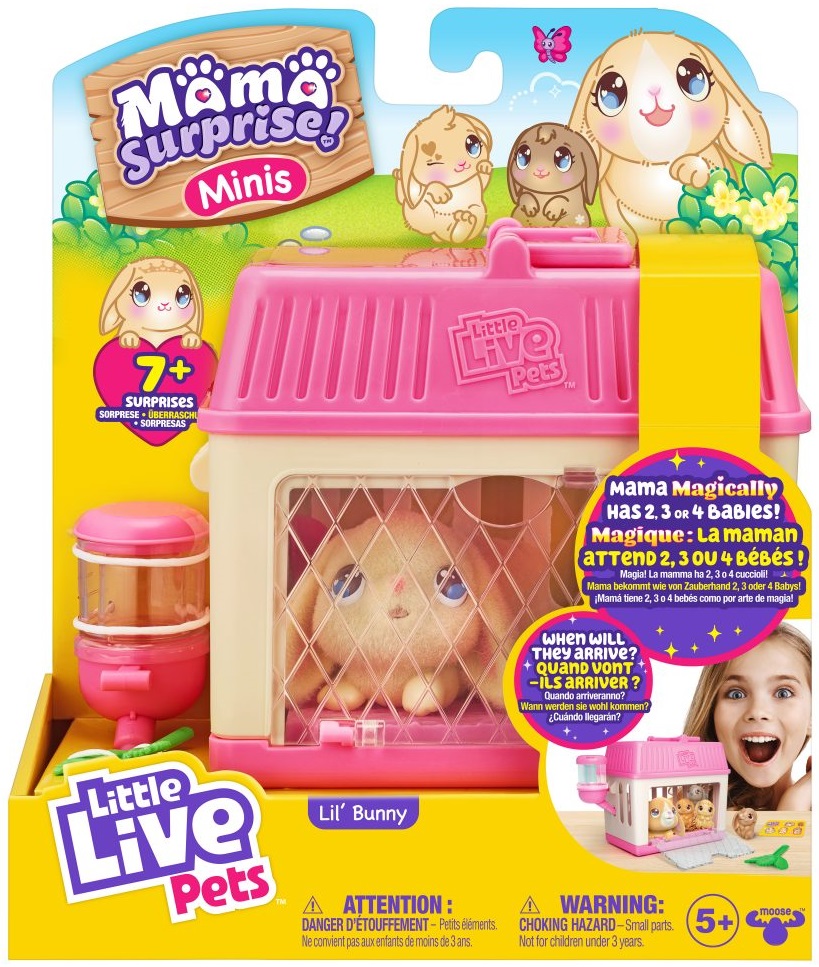 Set de joacă Moose Little Live Pets - Casa iepurașului cu bebeluși și surprize