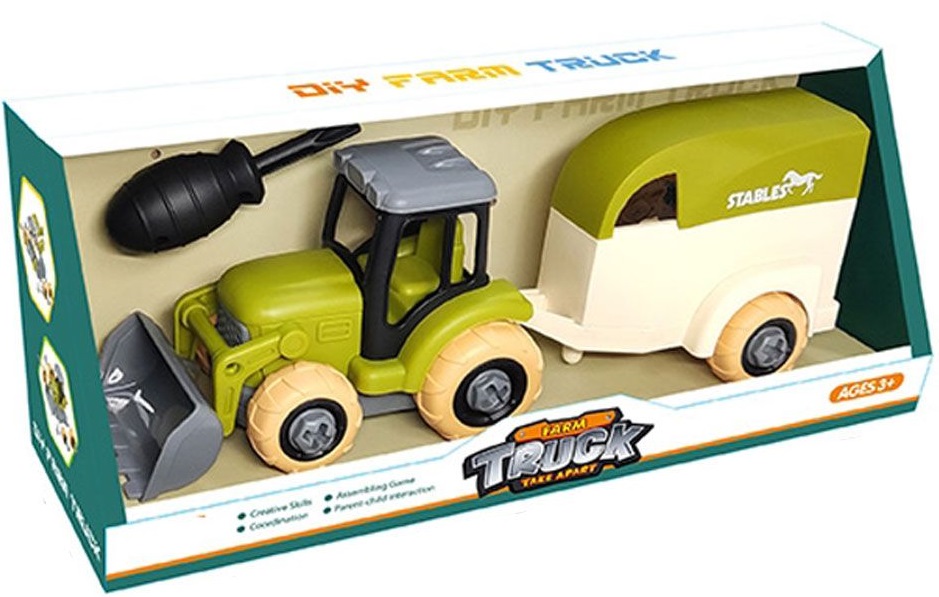Set de jucării Ocie - Camion de fermă, tractor cu remorcă și cal
