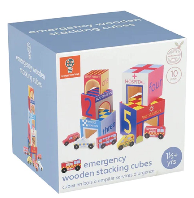 Set de joc Orange Tree Toys - Cuburi și cărucioare