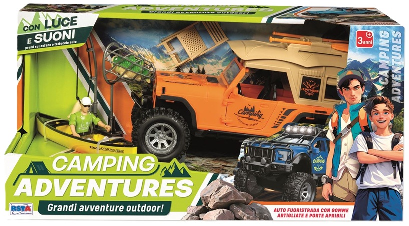 Set de joacă RS Toys - Camping Adventures, jeep și caiac, cu sunete și lumini