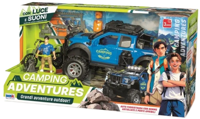Set de joacă  RS Toys - Camping Adventures, jeep și motocicletă, cu sunete și lumini