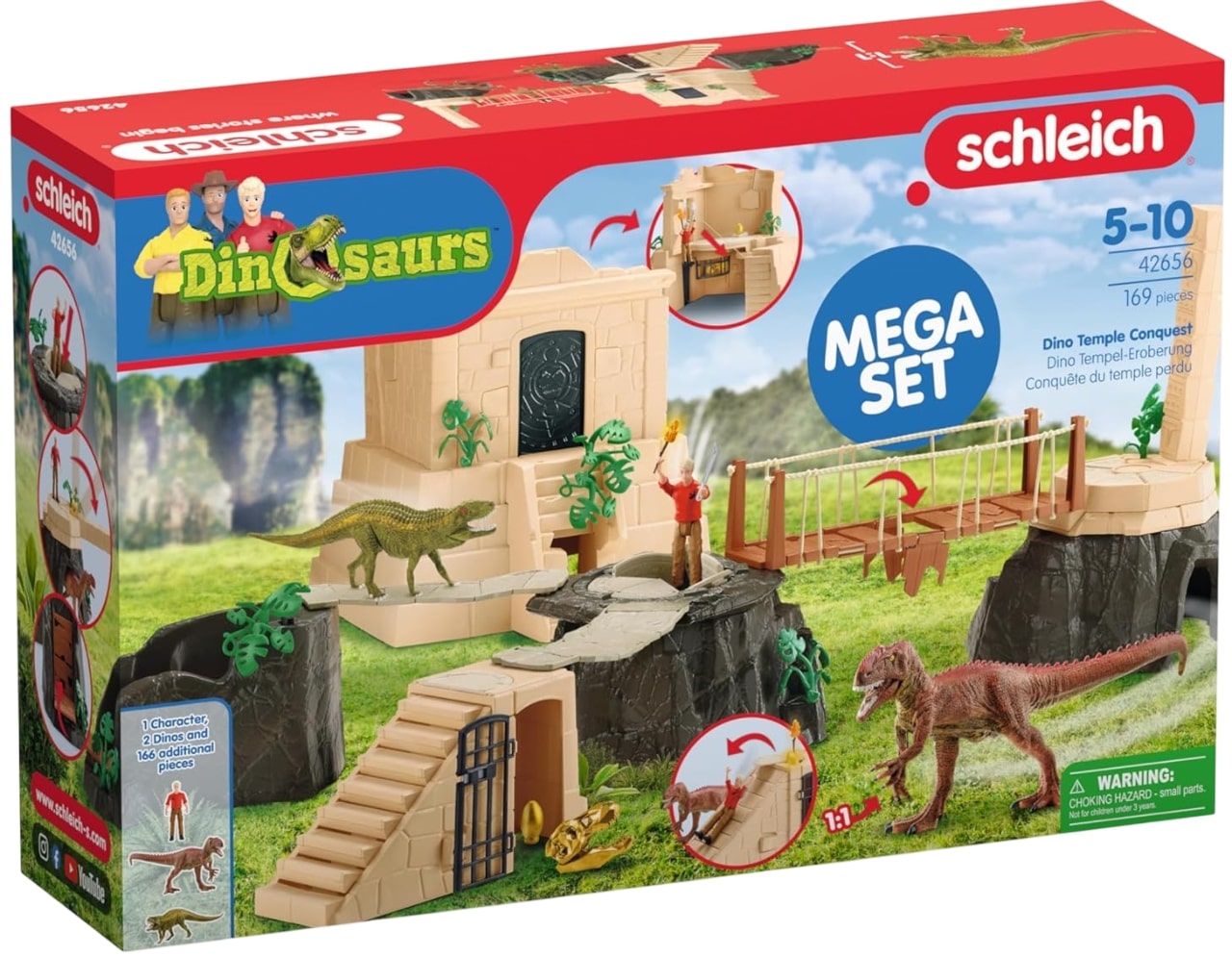 Set de joacă  Schleich Dinosaurs -Bătălia pentru Templul Dinozaurilor, 169 de piese
