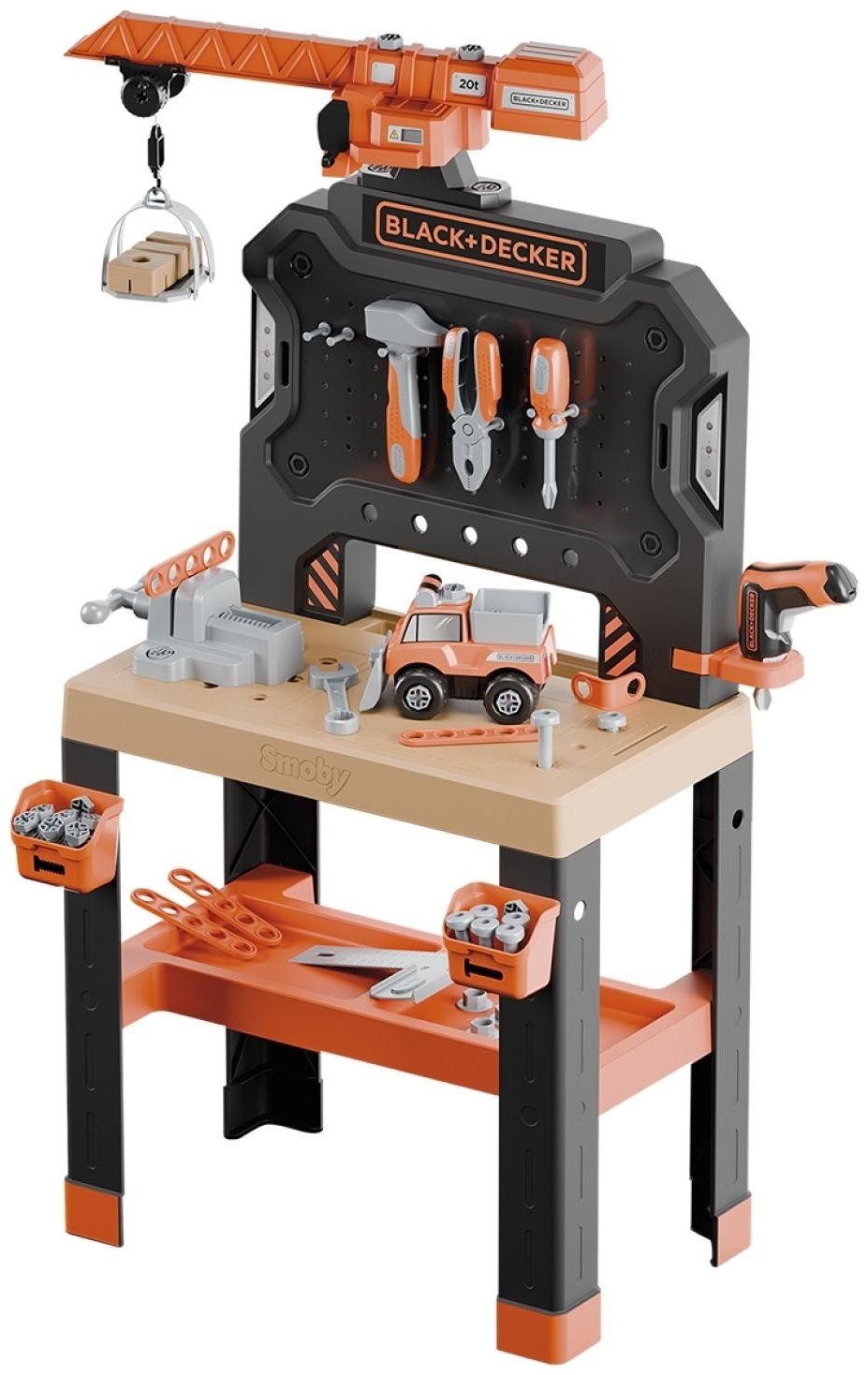 Set de joacă  Smoby Black &amp; Decker Bricolo - Masă de lucru, 87 piese