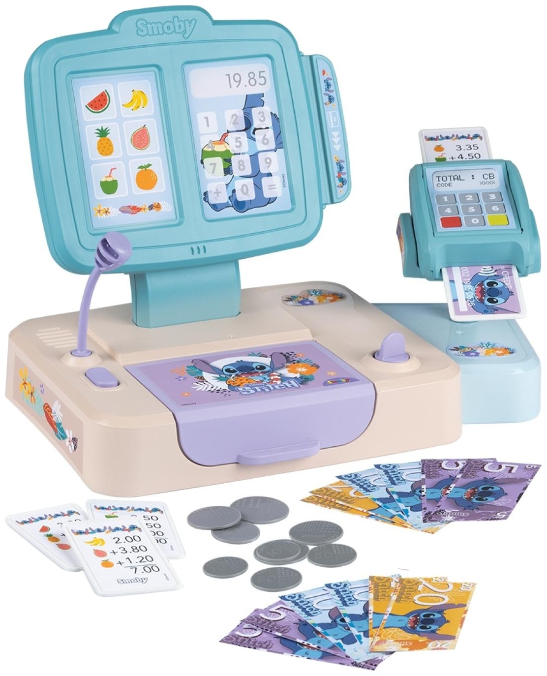 Set de joacă  Smoby - Casa de marcat Stitch, 26 piese