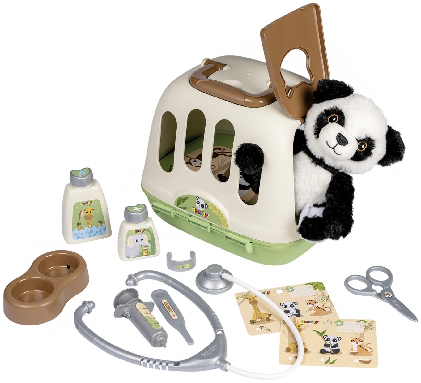 Set de joacă Smoby - Cușcă veterinară cu instrumente, cu animal sortiment