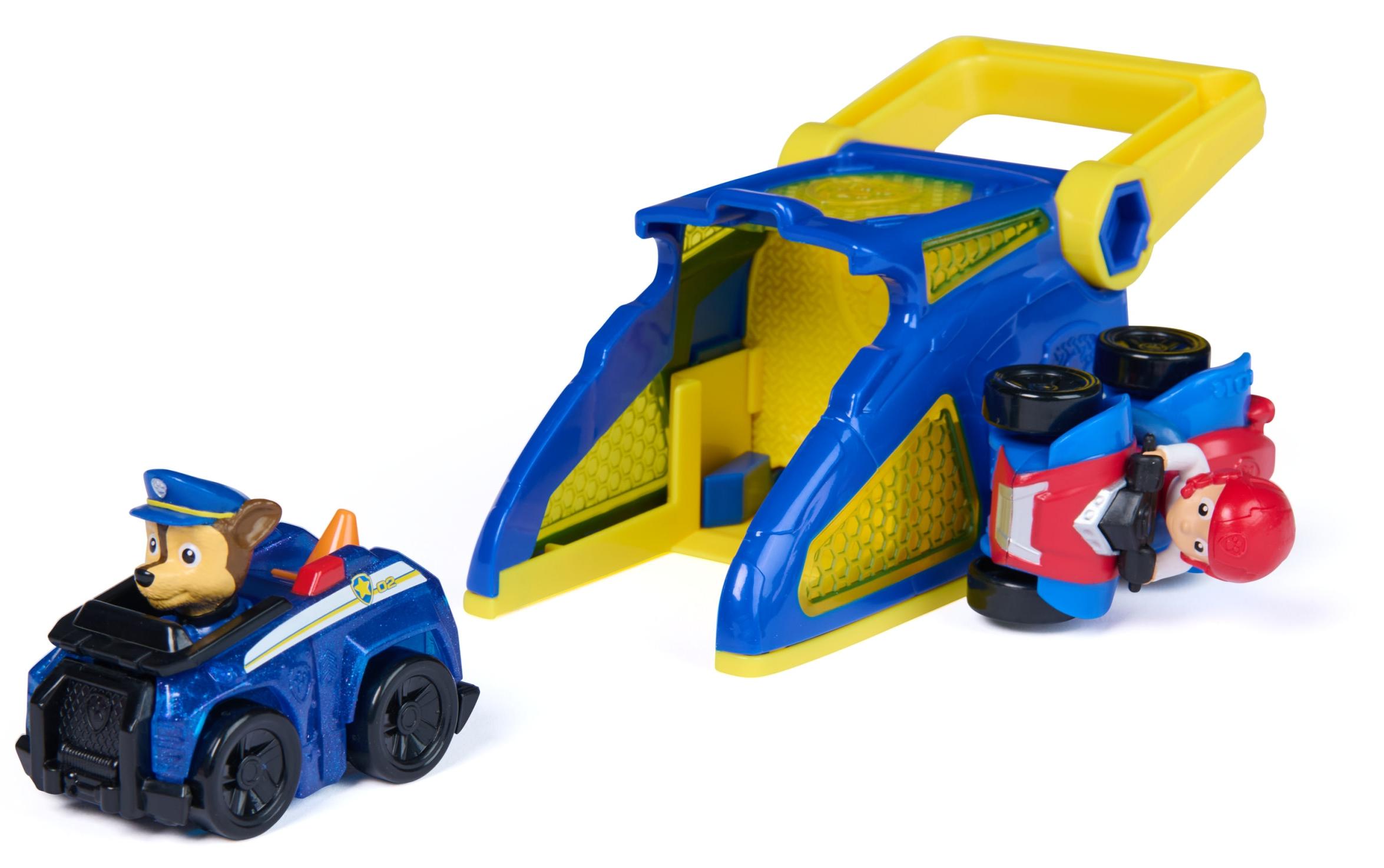 Set de joacă Spin Master Paw Patrol - Lansatorul lui Chase, cu 2 mașinuțe