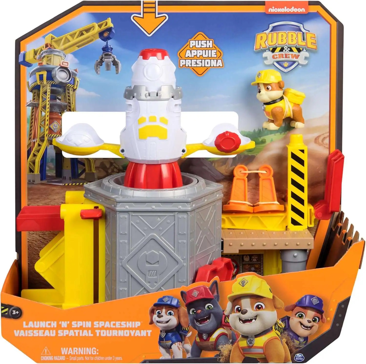 Set de joacă Spin Master Paw Patrol Rubble & Crew - Lansare și rotire a navei spațiale