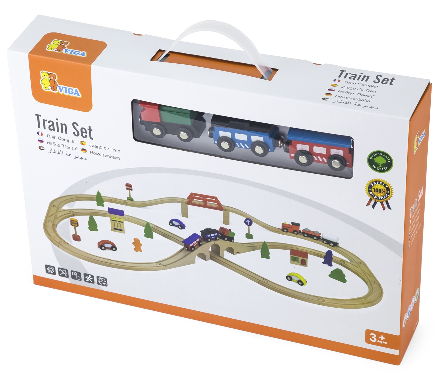 Set de joacă Viga - Tren cu șine, 49 piese