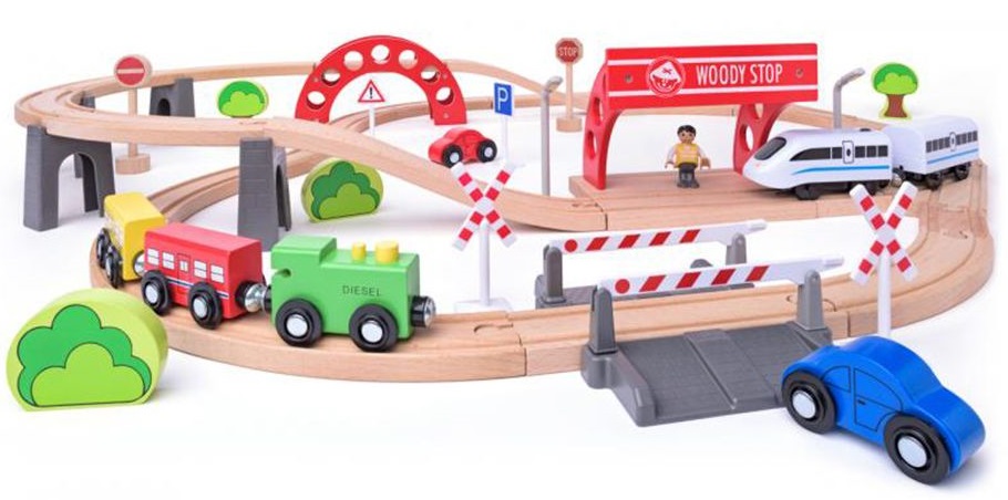 Set de joc Woody - Sine, viaduct si locomotiva electrica