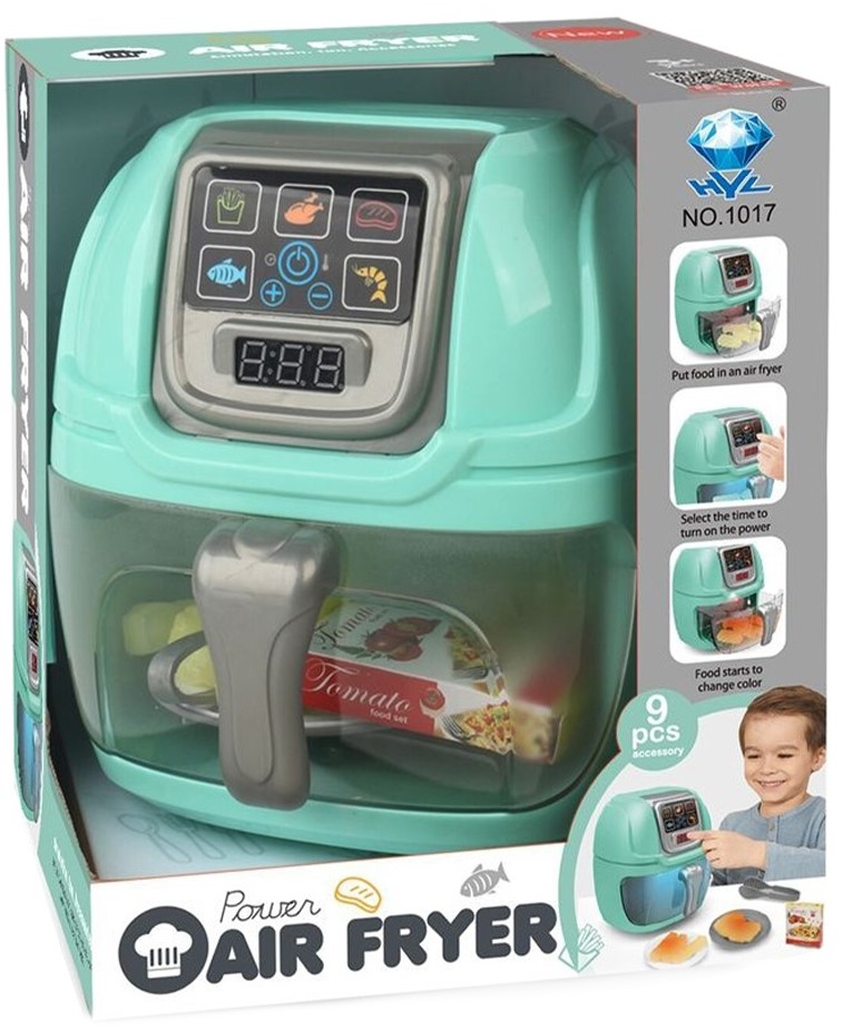 Set de joacă  Yifeng - Aparat de gătit Power Air Fryer, verde, 9 piese