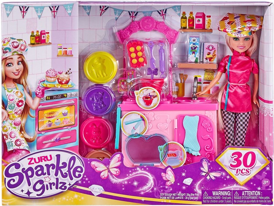 Set joc Zuru Sparkle Girlz - Păpușă cu bucătărie, 30 piese