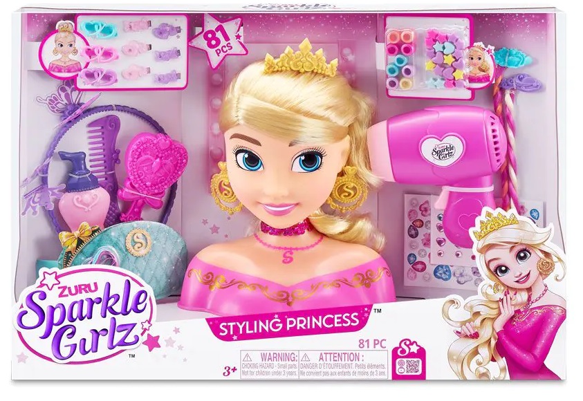 Set de jucării Zuru Sparkle Girlz - model de păr de prințesă, 81 de piese