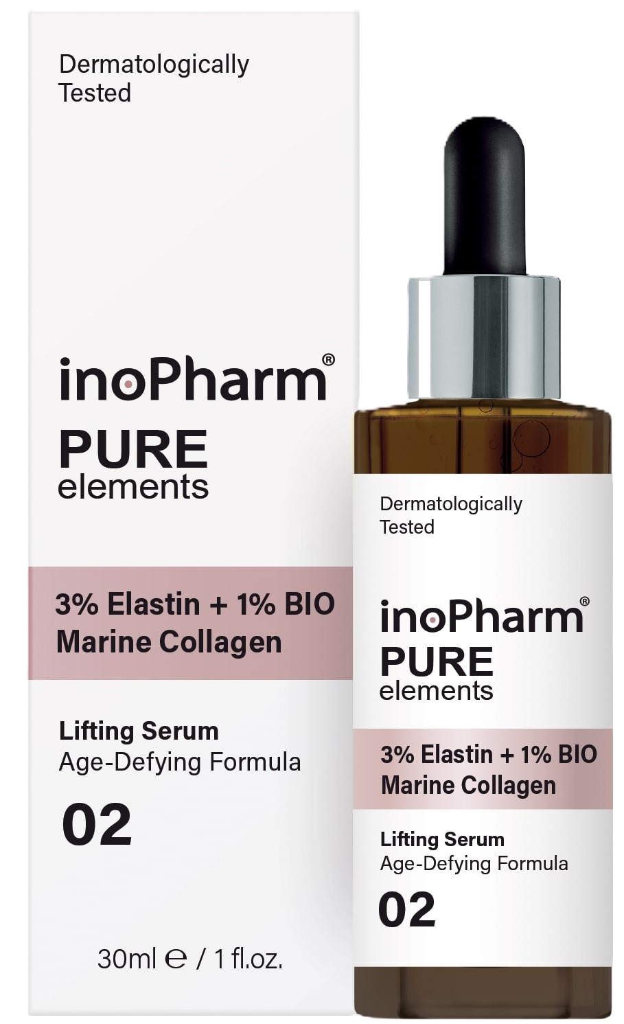 InoPharm Pure Elements Ser facial 3% Elastin + 1% Biomarine collagen, 30 ml