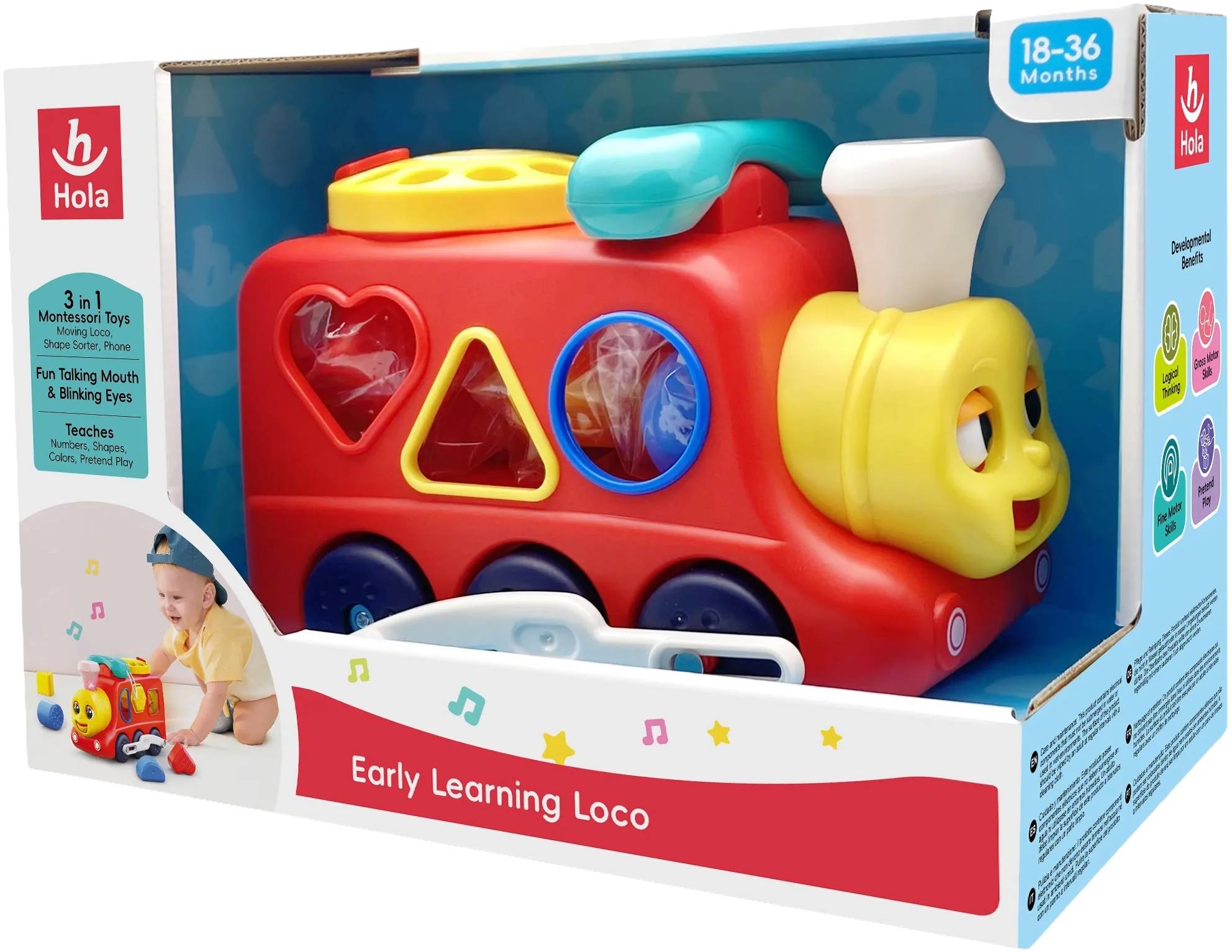 Jucărie interactivă de sortare Hola Toys - Locomotivă
