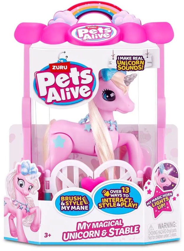 Jucărie interactivă Zuru Pets Alive - Unicorn cu grajd