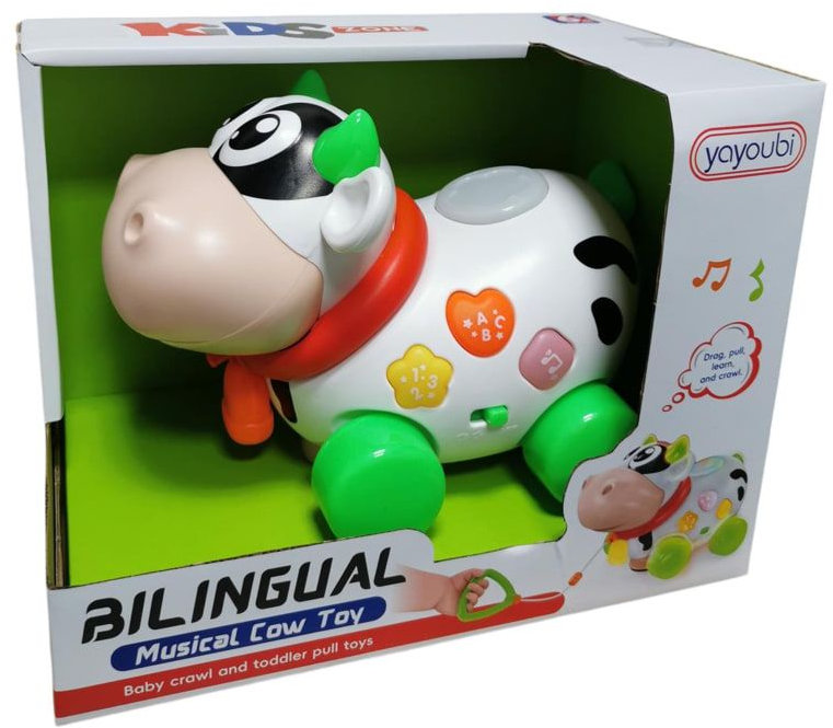 Jucărie muzicală interactivă de tras Raya Toys - Musical Cow