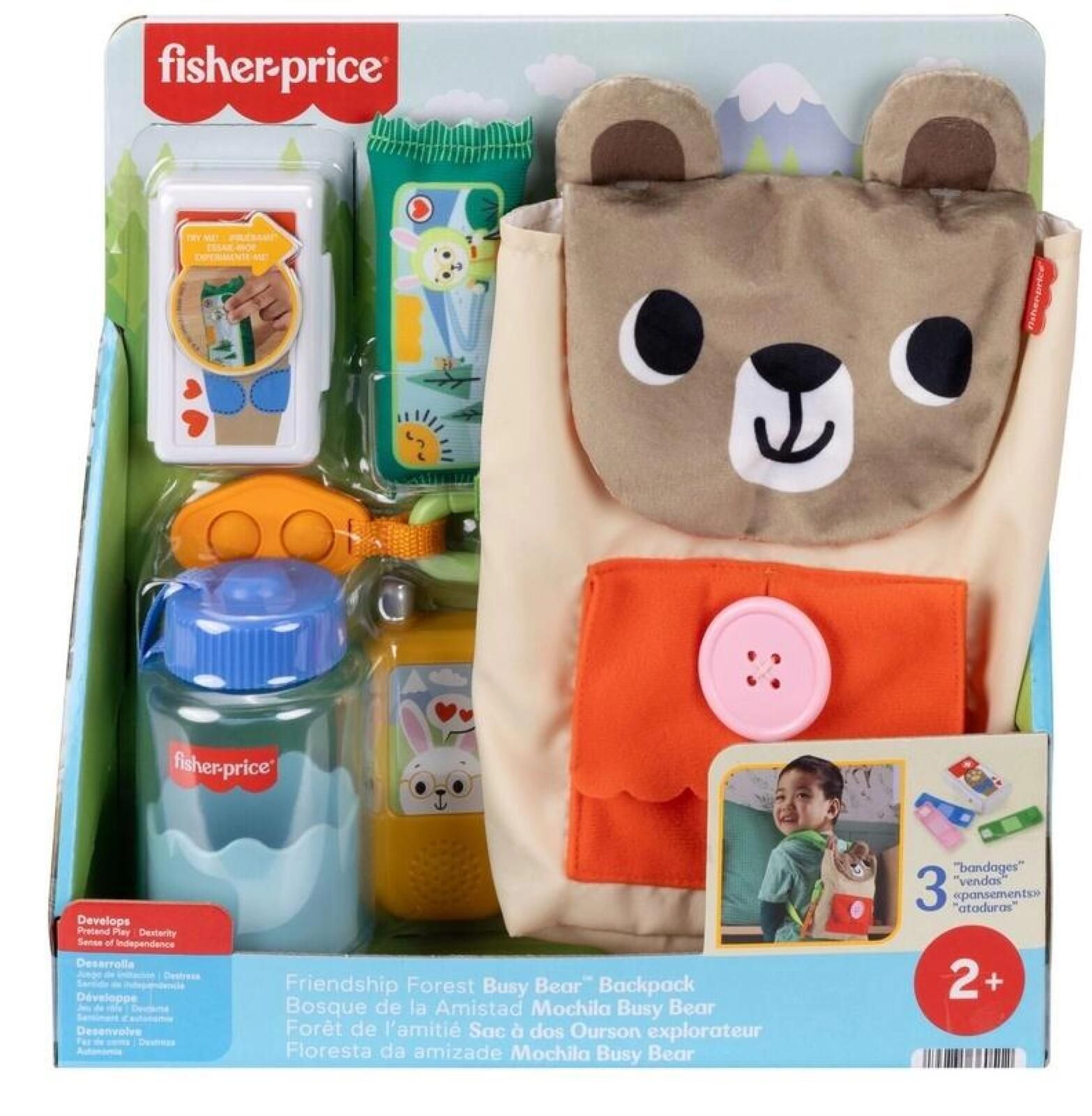 Rucsac interactiv Fisher Price - Busy Bear, cu accesorii