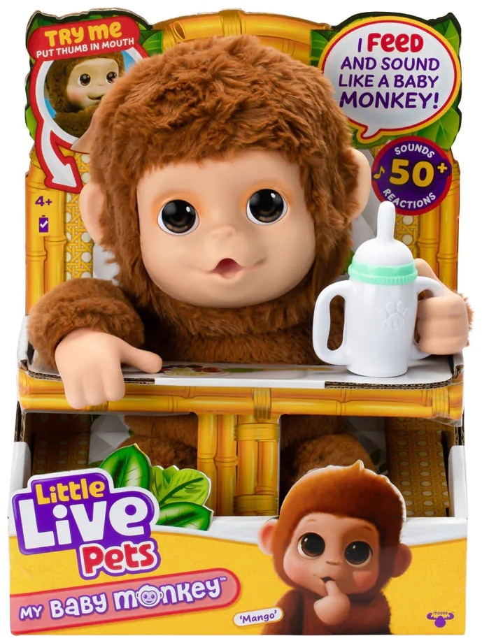 Jucărie interactivă Moose Little Live Pets - Mango, maimuță