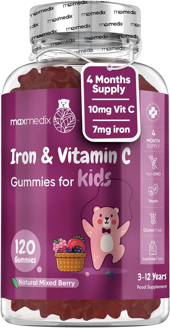 Iron & Vitamin C Gummies for Kids, 120 tablete de jeleu, Weight World