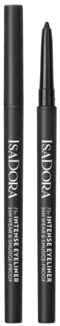 Isadora Creion pentru ochi rezistent la apă 24H Wear &amp; Smudge-proof, 60 Intense Black, 0.35 g