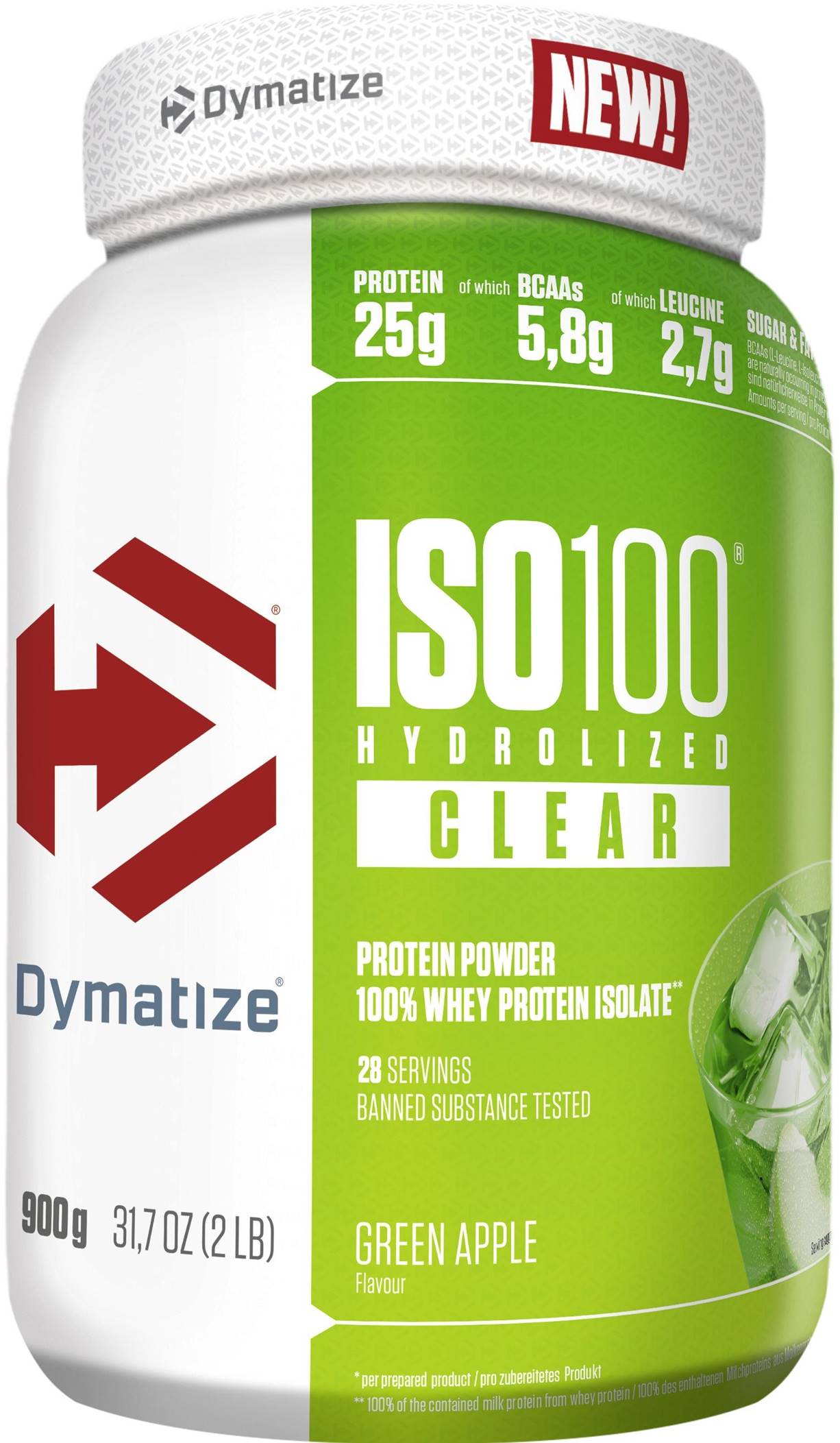 ISO 100, Green Apple, 900 g, Dymatize