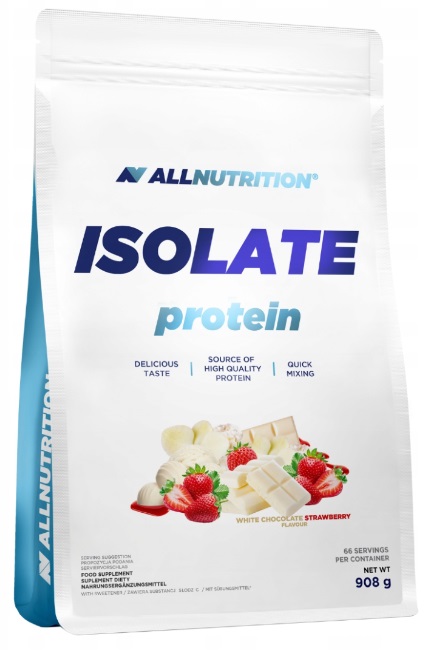 Isolate Protein, ciocolată albă cu căpșuni, 908 g, AllNutrition