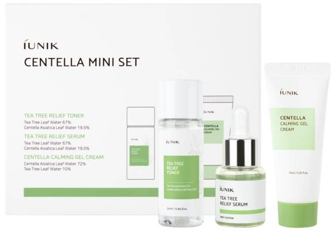 iUNIK Centella & Tea Tree Relief Set pentru față Mini, 3 piese