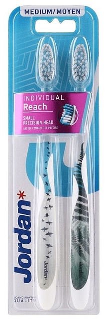 Jordan Individual Reach Set de periuțe de dinți cu cap mic de designer, Medium, sortiment