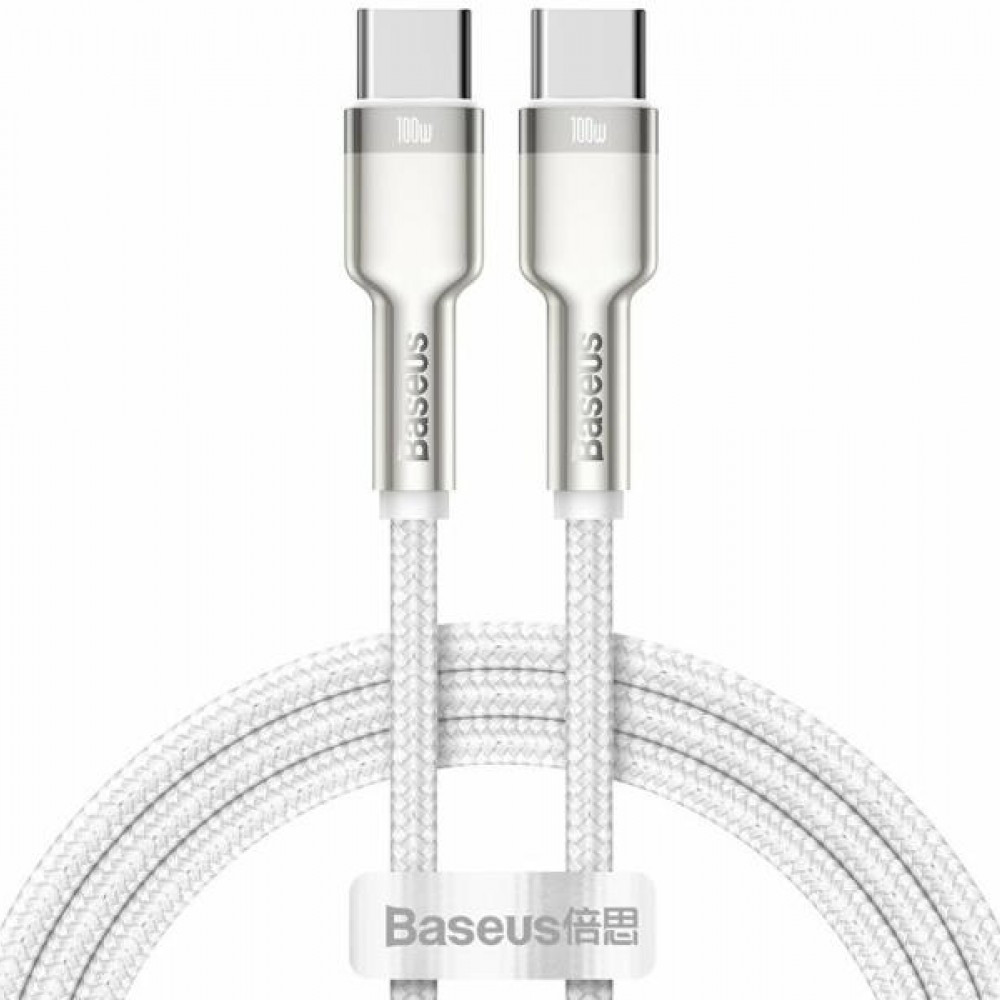 Cablu Baseus - CATJK-C02, USB-C/USB-C, 1 m, alb