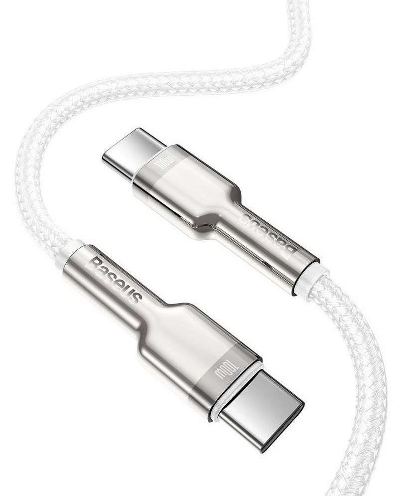 Cablu Baseus - Cafule, USB-C/USB-C, 2 m, alb