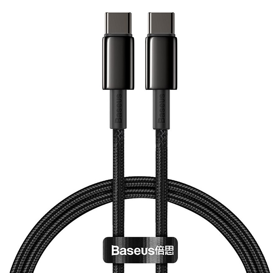 Cablu Baseus - Tungsten, USB-C/USB-C, 2 m, negru