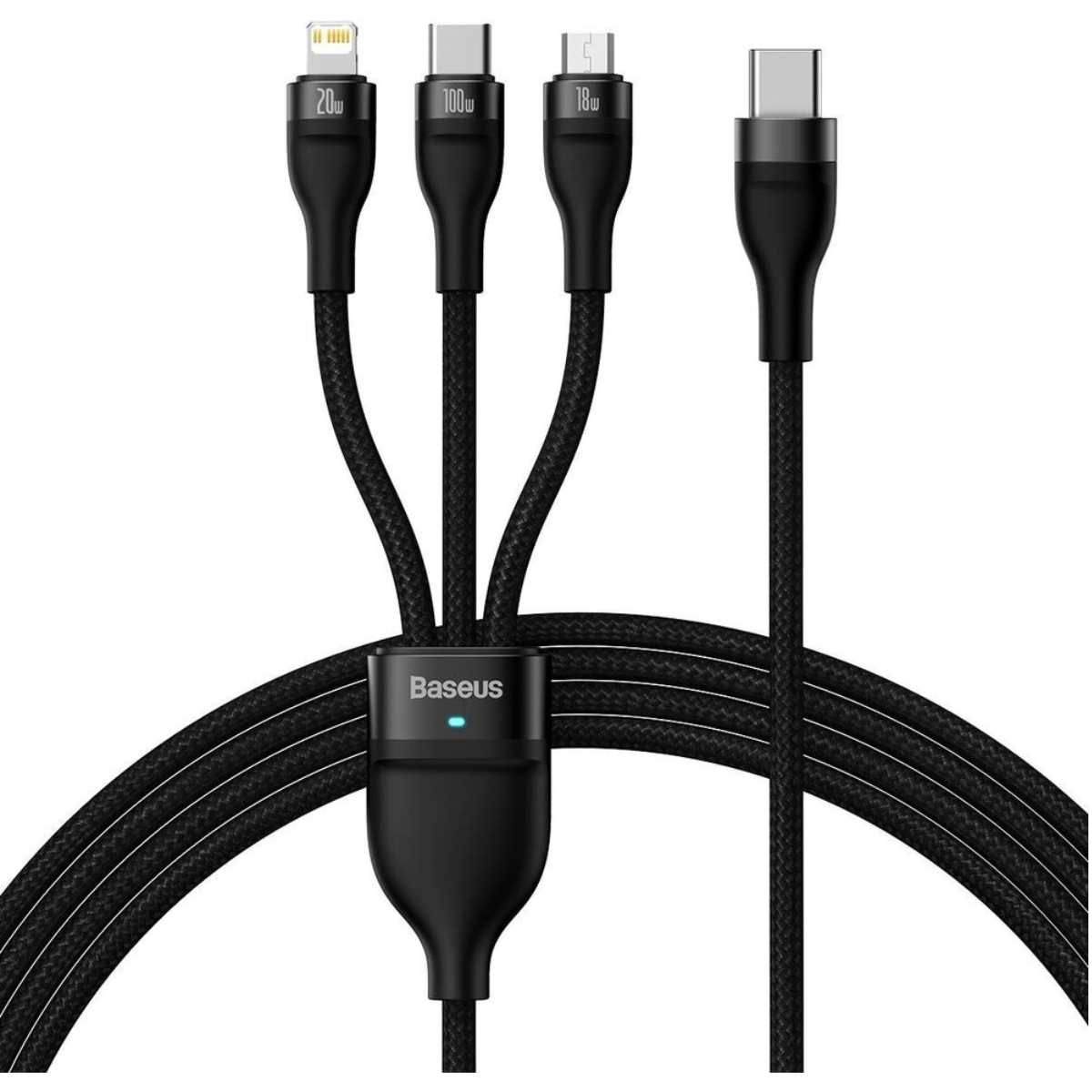 Cablu Baseus - Flash, USB-A/USB-C/Micro USB/Lightning, 1.5 m, negru