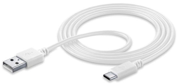 Cablu Cellularline - USB-A/USB-C, 1.2 m, alb