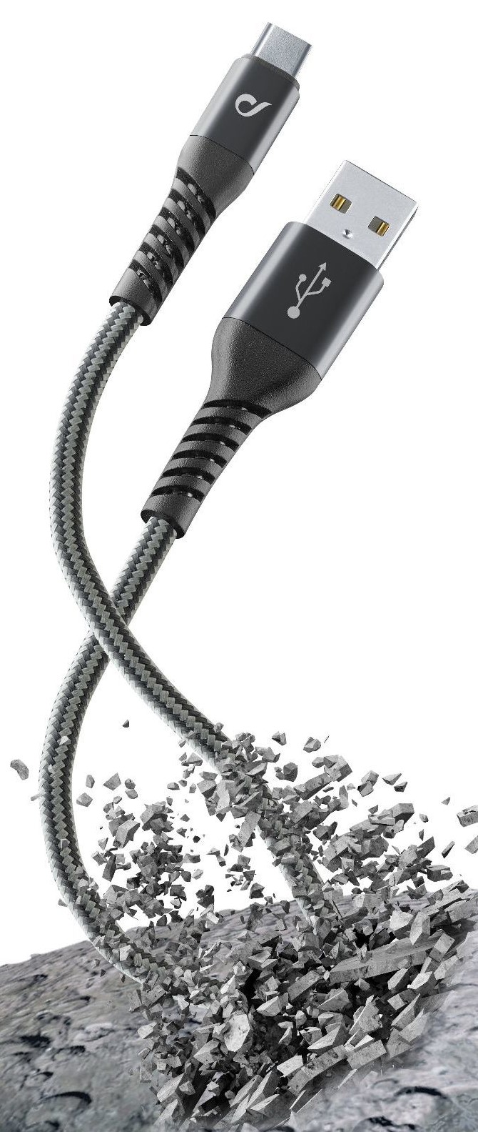 Cablu Cellularline - Tetra Force, USB-A/USB-C, 1.2 m, negru