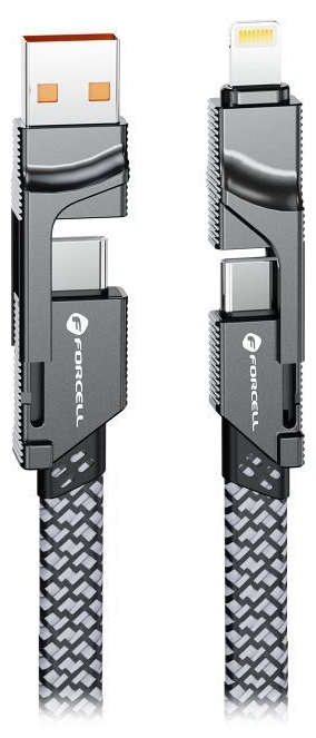 Cablu forcell - f-energy c241 4 в 1, usb-c/usb-a, usb-c/lightning, 60w, 1m