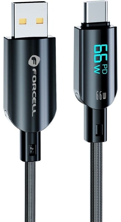 Cablu forcell - f-energy c272, usb-a/type-c, 1.2 m, 66w, negru