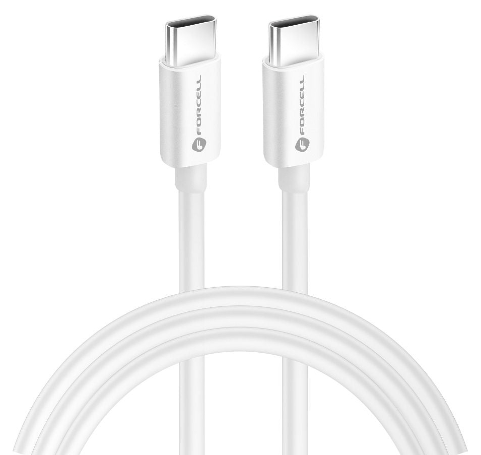Cablu forcell - f-energy c339, usb-c/usb-c, 100w, 1m, alb