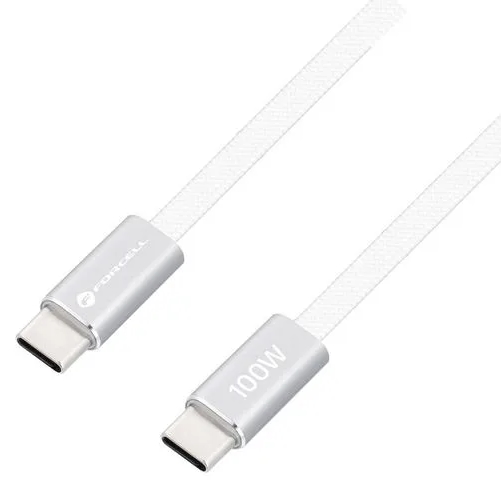 Cablu forcell - f-energy, usb-c/usb-c, 100w, 5a, 1.2 m, alb