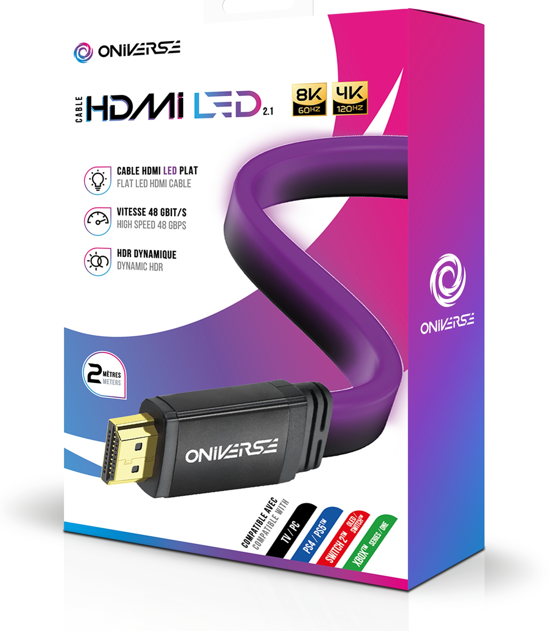 Cablu Oniverse - HDMI LED Cable 8K, mov