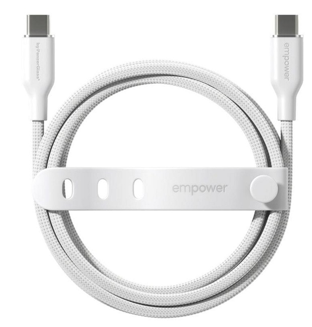 Cablu PanzerGlass - Data Racing, USB-C/USB-C, 1.2 m, Silver White