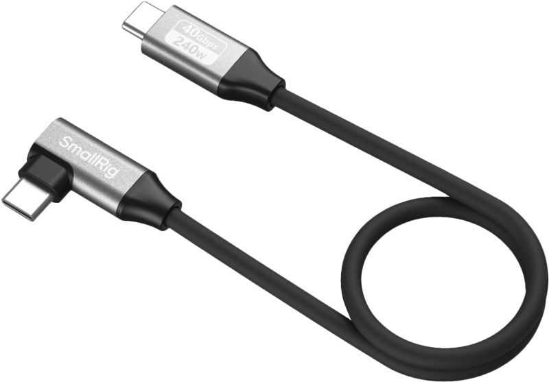 Cablu SmallRig - USB-C Straight/USB-C Angled, 40Gbps + 240W + 8K, 35 cm