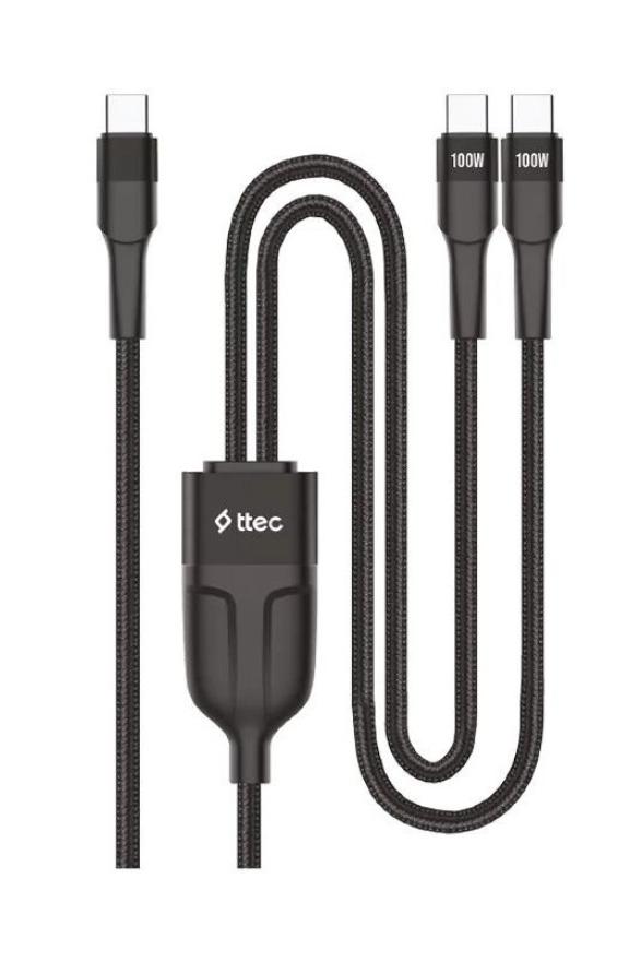 Cablu ttec - AlumiCable Duo, 100W, USB-C/USB-C, negru