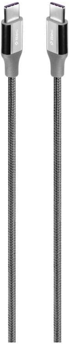 Cablu ttec - AlumiCable, Fast Charge, USB-C/USB-C, 1.5 m, 100W, gri